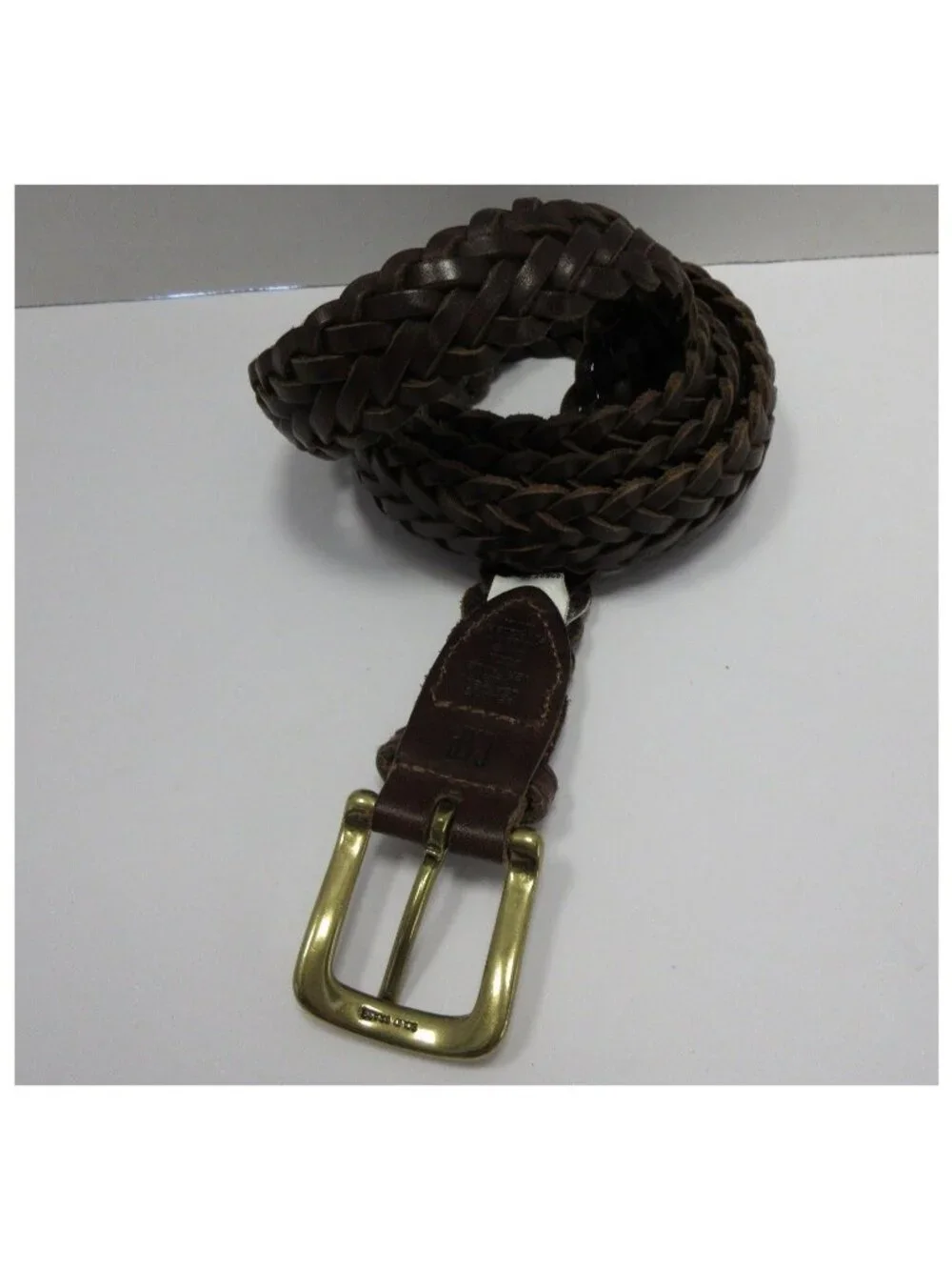 VINTAGE Gap Belt XXL Genuine Leather Braided Brass Buckle Classic